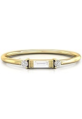 terrific litty-bitty baguette and round diamond yellow gold baby ring